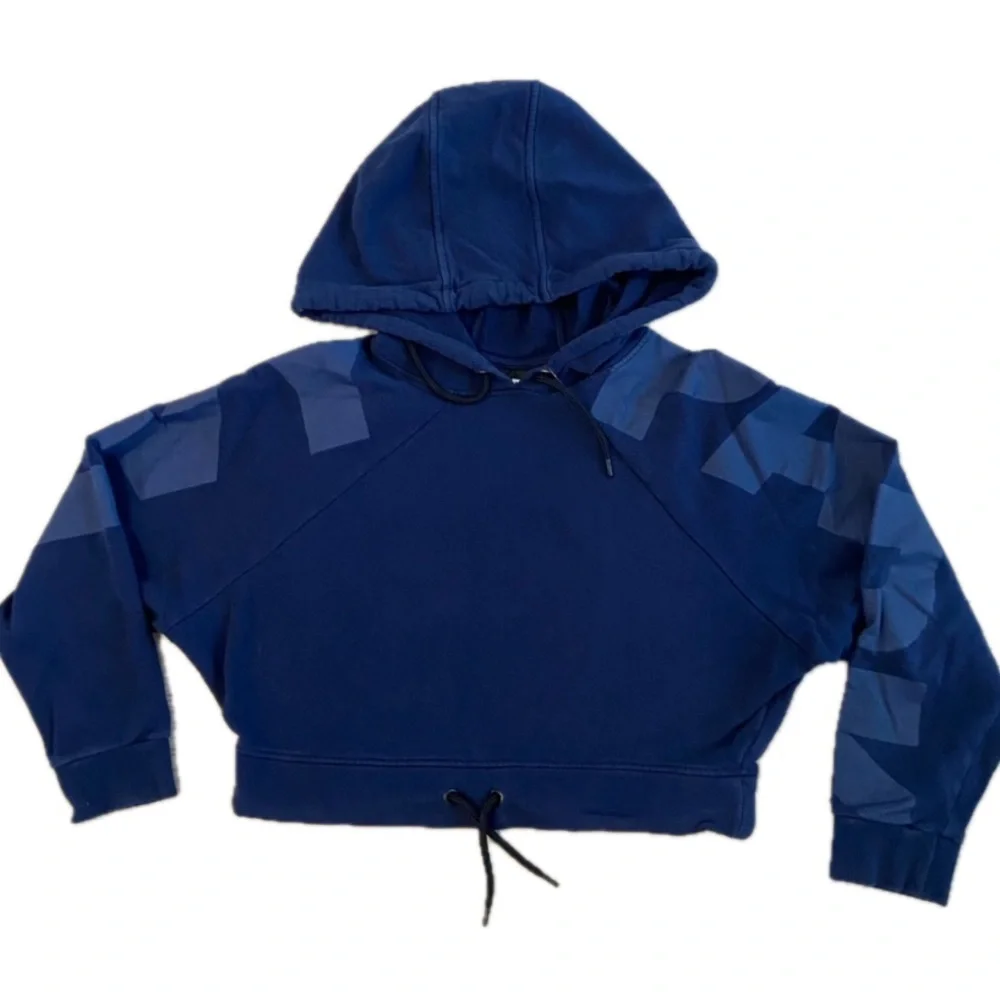 IVY PARK Cropped Hoodie Small Navy Dolman Sleeve Drawstring Hem EUC - Picture 2 of 10